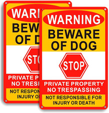 2-Pack Beware Of Dog Sign,8x12 Inches, Reflective Film, Anti-Rust Aluminum Metal