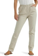 Chic Classic Collection Women's Stretch Elastic Waist 8, Khaki Slub Twill