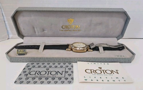 Croton Quartz Watch Aquamatic Men 100 ft Rotating Bezel Date NEEDS BATTERY