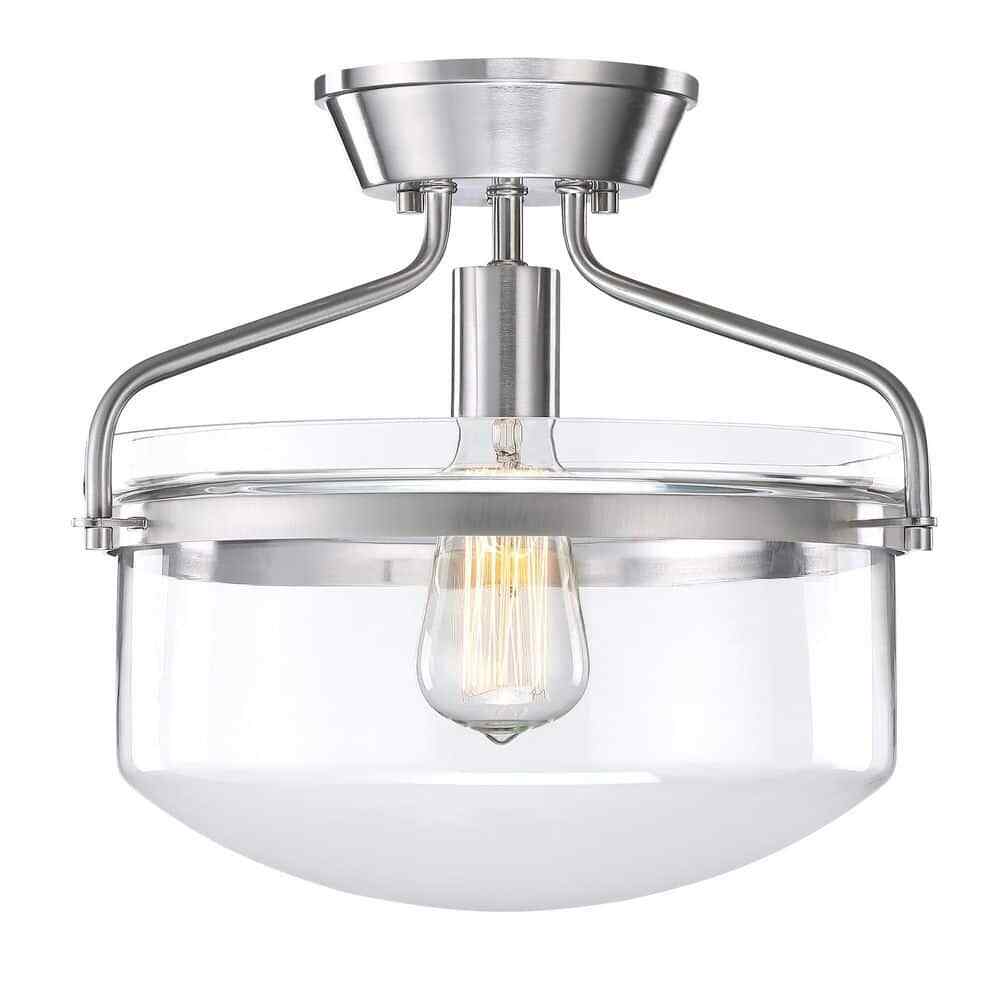 【KAKORO·͜·⭑】 Hukoro Oro 13.4 in. 1-Light Semi Flush Mount with Brush Nickle
