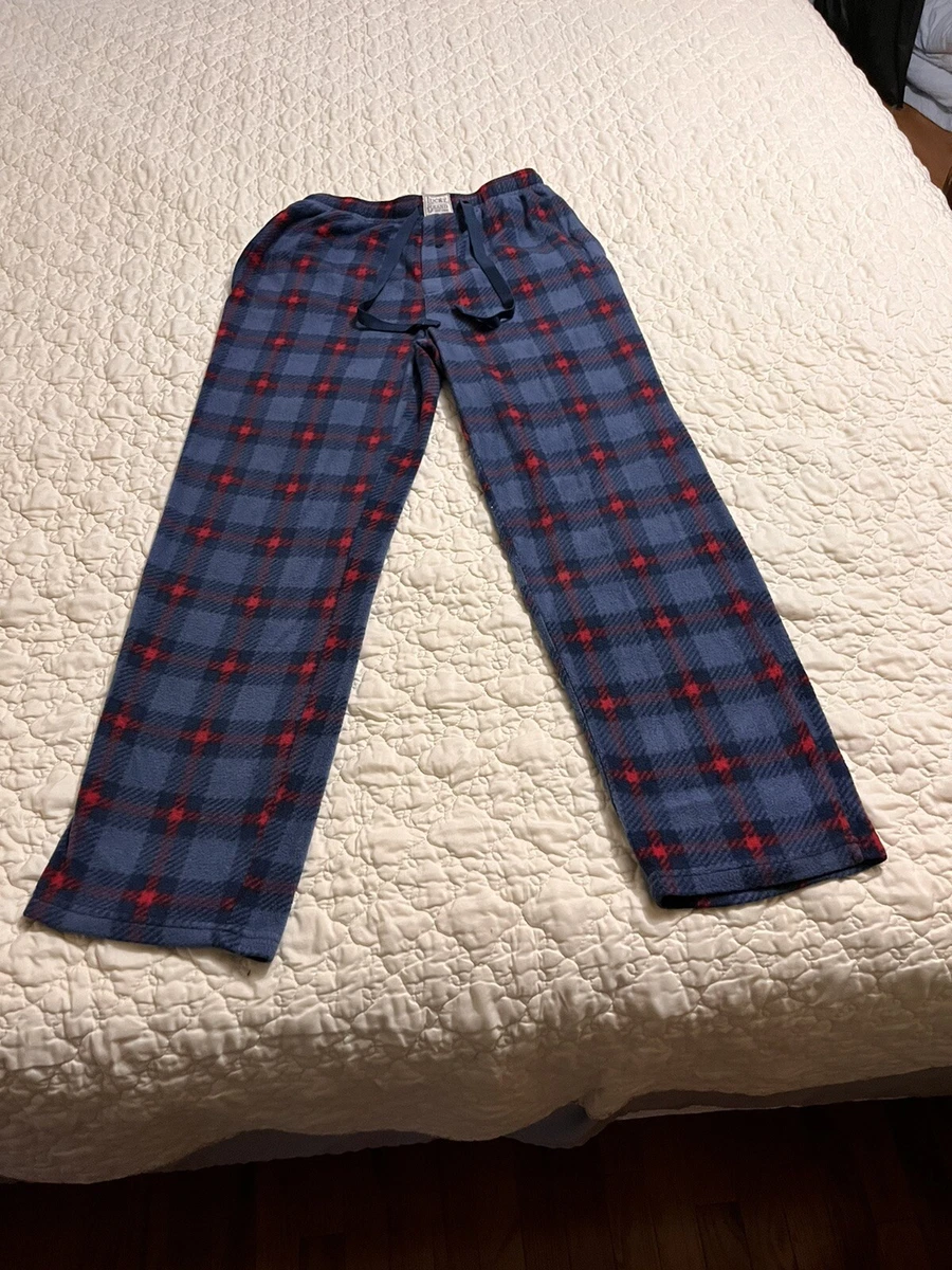 MENS LUCKY BRAND FLEECE SLEEPWEAR PAJAMAS LOUNGE PANTS SIZE M BLUE RED PLAID