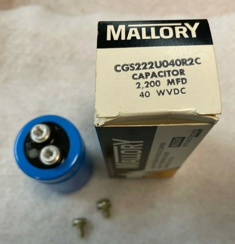 NOS Mallory CGS222U040R2C Electrolytic Capacitor 2200 MFD 40 WVDC Screw Terminal - Picture 3 of 3