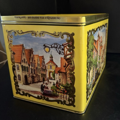 Large Vintage Train Tee Marke Teekanne Seit Tea Tin Dusseldorf 14 X 9 X 9''