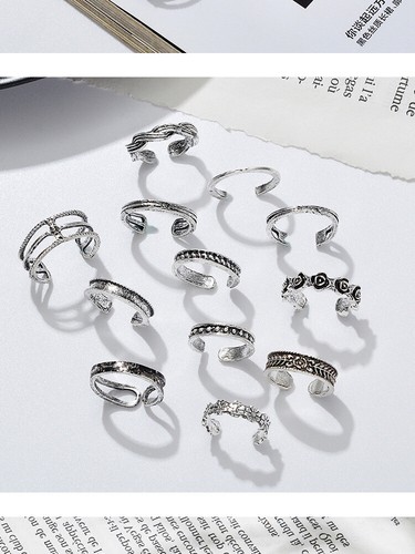 12 Stck. Verstellbare Zehenringe Damen Silber Gold Offen Ring Strand Fuß Schmuck Set - Bild 5 von 9