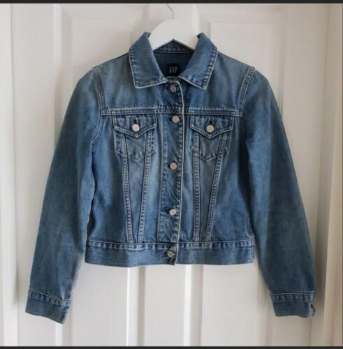 GAP Denim Jacket Short Blazer Blue size XS UK 6-8  Y2K 90s style  - Picture 1 of 4