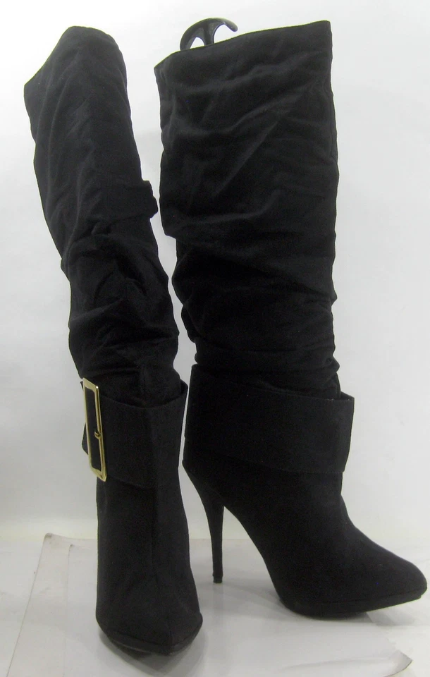 Botas femininas Michael Antonio pretas 5" salto alto salto agulha joelho tamanho 10 - Imagem 3 de 4