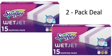 2 pack Swiffer WET JET  Mopping Pads Absorb Lock Unscented Refill 15 each