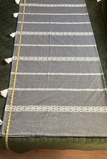 Boho Blue Gray Shower Curtain 70x72 Modern Farm House Geometric Linen Textured