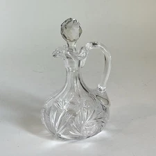 Antique American Brilliant Cut Glass Vinegar Oil Cruet w/Stopper Numbered