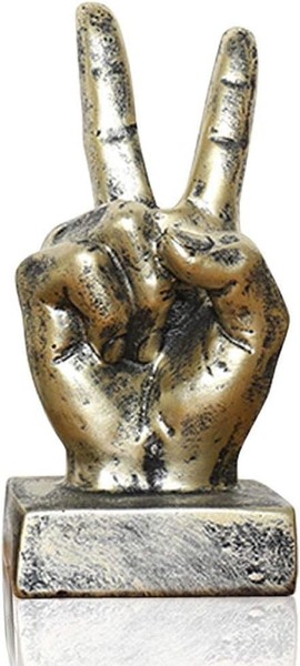 Lependor Finger Geste Statuen Hand Skulptur Dekor Golden, Siegesfinger, Deko-image
