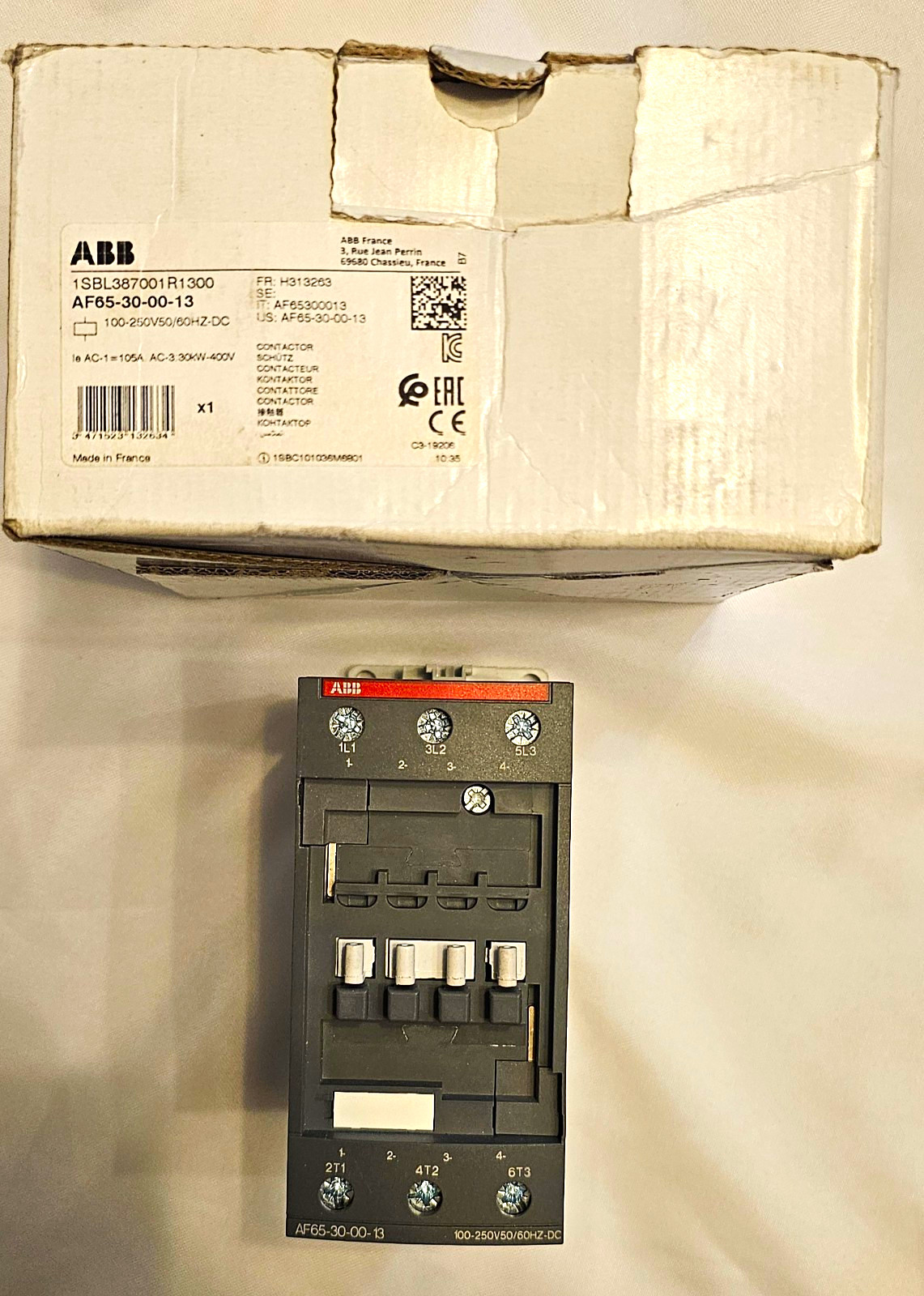 ABB AF65-30-00-13 IEC Contactor 3P 105A 100-250V 50/60Hz-DC Without TOR