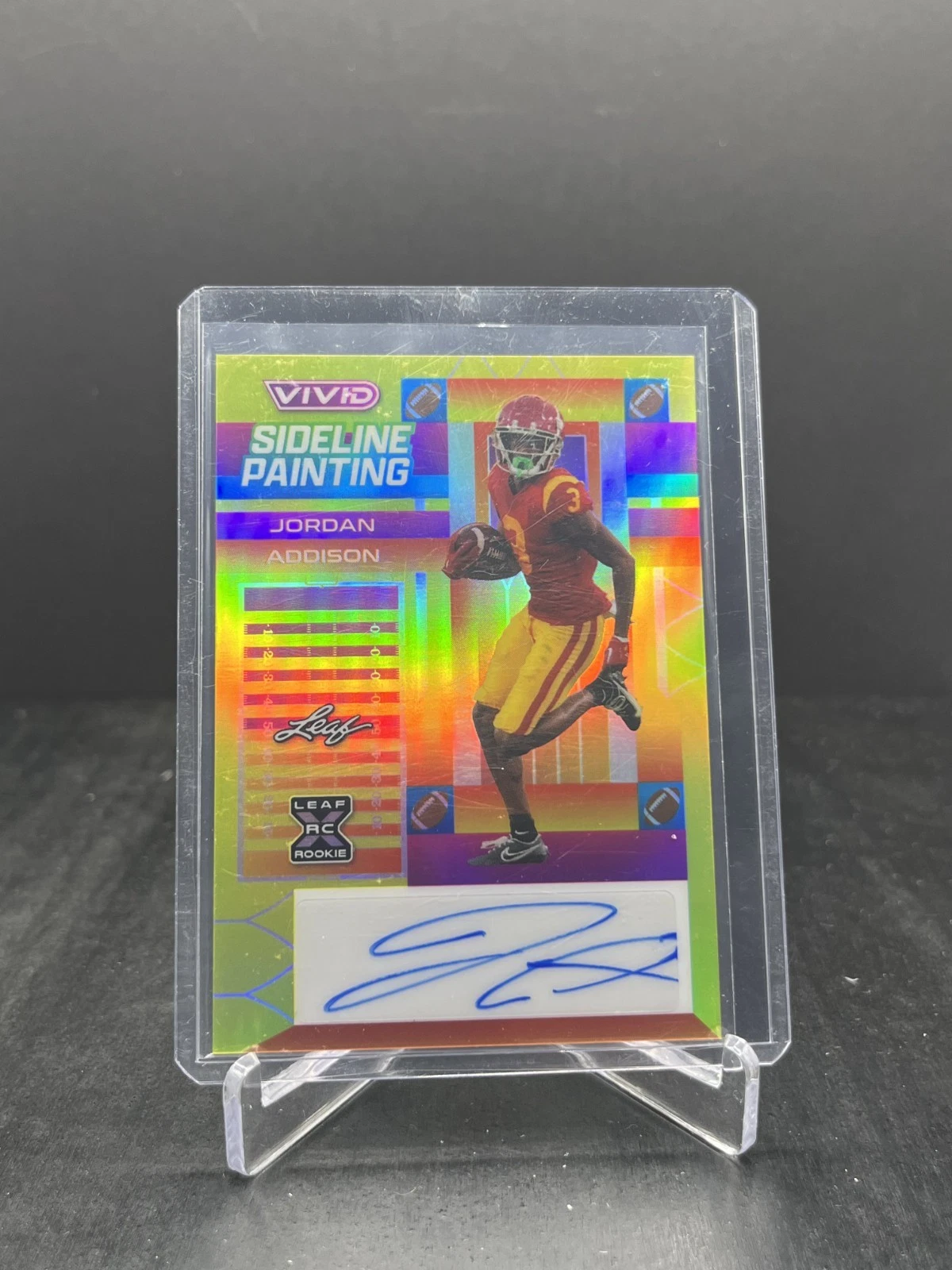 Jordan Addison Leaf Vivid Sideline Painting Autographs #SPJA1 Teal Mojo 1/1