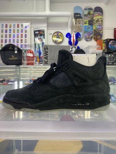 Air Jordan 4 Retro x KAWS Men's Basketball Shoes 2017 Black/Glow 930155-001 - Picture 4 of 13