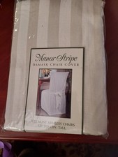 Manor Stripe Cream Damask  Chair Cover Fits Up To 42" Inch Tall - Set of 4