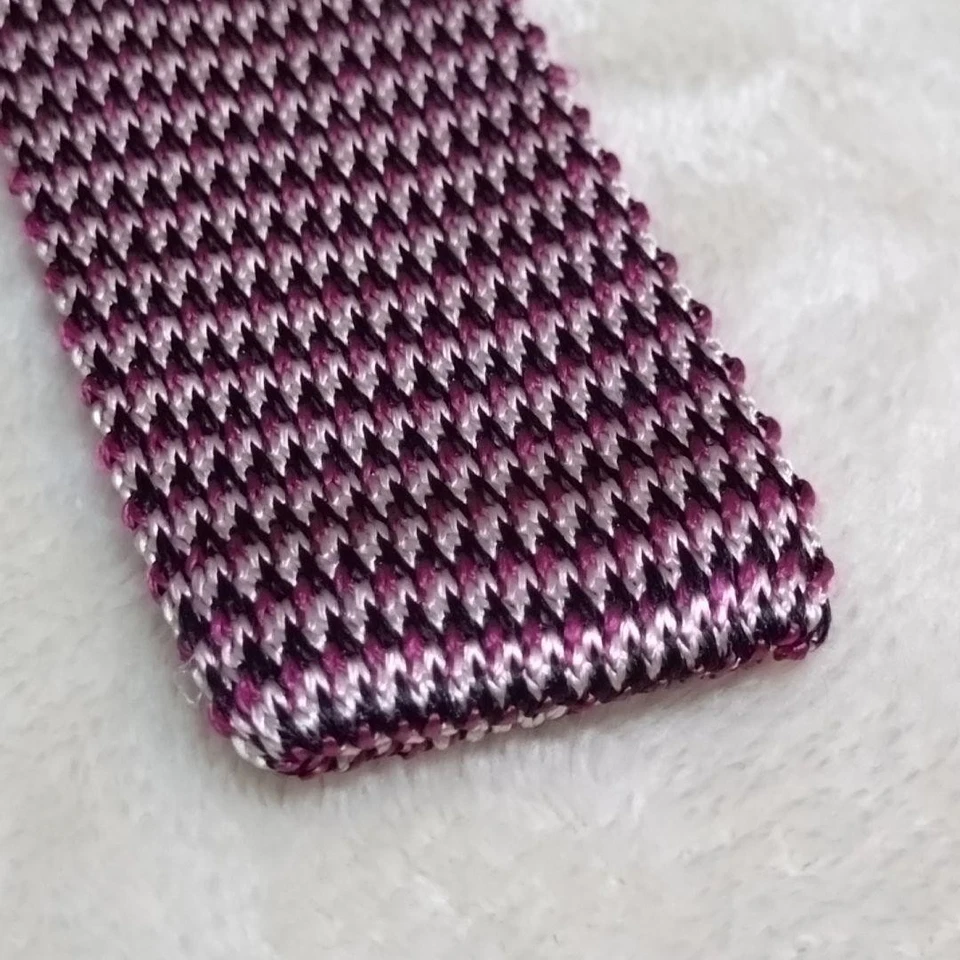 GUCCI шелк вязаный галстук вино красный X темно-синий X розовый 140 x 7,2 см подлинный мужчин - Изображение 3 из 4