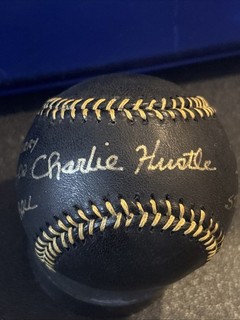 BASEBALL SIGNED “CHARLIE HUSTLE” MULTILE INSCRIPTIONS “SORRY I BET” HITS 4256