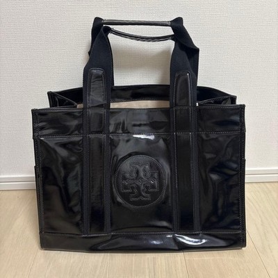 TORY BURCH Patent Logo Shopper Handtasche Für Damen Schwarz Große Kapazität