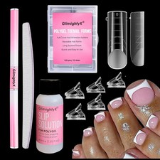 Polygel Nail Forms Kit for Toes , Toenail Dual Forms Reusable for Polygel wit...