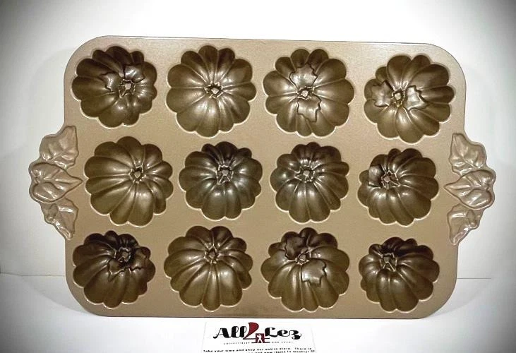 NORDIC WARE "PUMPKIN PATCH" MINI BUNDT BAKING CAKE PAN NON-STICK FLUTED 12 CAKES