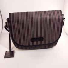 Timberland Shoulder Bag Brown Black Pebbled Leather Tag 4 Compartments 13.5in