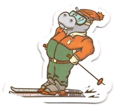 Skiing Hippo Dutch Bros Sticker Winter Christmas FREE SHIP