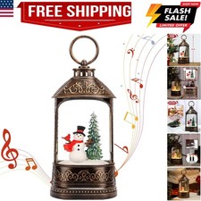 Christmas Snow Globe Lantern, Glitter Lighted Snowman Cardinal Snow Globe wit...