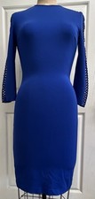 Stella McCartney Cobalt Blue Sheath Dress 3/4 Sleeve Lace Detail US 4-6 / IT 42