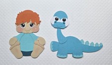 Dino Baby Boy Red Hair. Scrapbook, Card making Paper Piecing