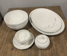 Vintage Johann Haviland Bavaria Germany SILVER WHEAT Serving pieces trays bowls