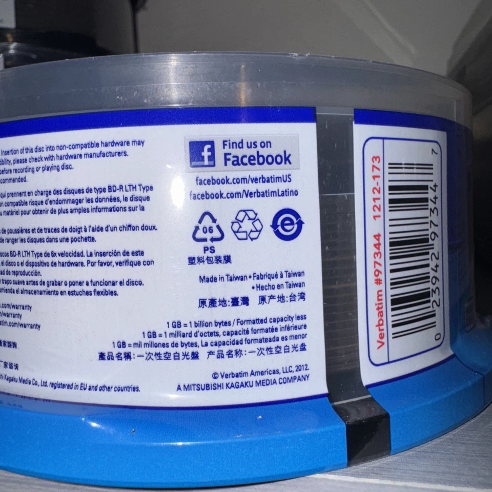 New Verbatim BD-R LTH Type Recordable 6x 20 pack Blu-ray Discs Sealed - Image 2 of 2