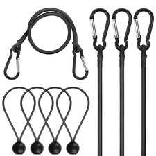 Bungee Straps With Carabiners, 24 Inch Heavy Duty, 8 Inch Ball Bungees, 4 Pack