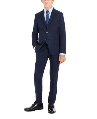Michael Kors Big Boys Piece Slim Fit Stretch Suit Blue $225 Size 