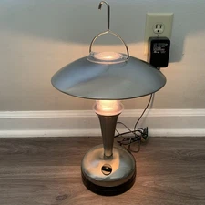 Vintage Style Art Deco UFO Flying Saucer Table Lamp Atomic Retro 13"