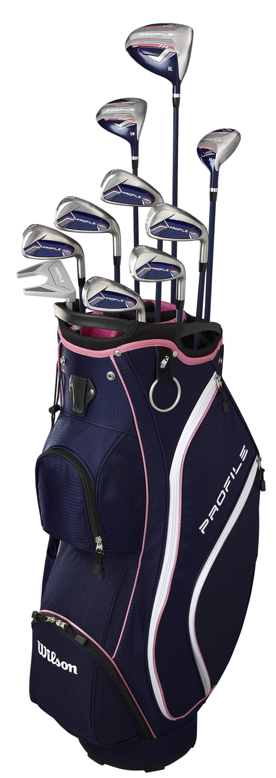 Women Wilson Profile Navy/Pink Petite with Cart Bag Complete Set Club Set New