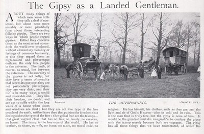 THE GYPSY AS A LANDED GENTLEMAN. SEVERAL PICTURES AND ACCOMPANYING TEXT, REMOVED
