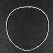 10.50CT Round Cut EF/VS Lab Grown Diamond Tennis Necklace For Wedding 925 Silver