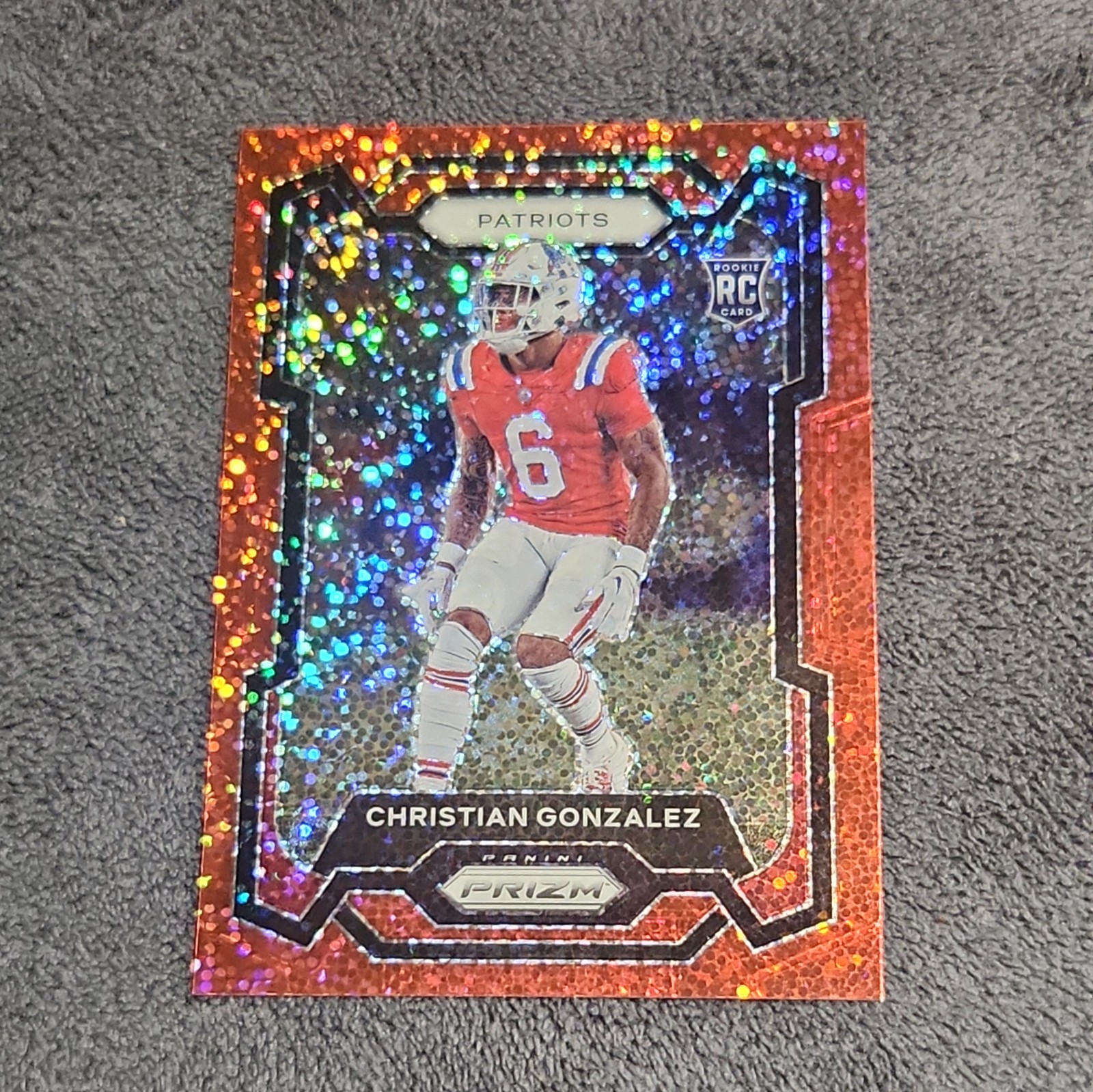 2023 Panini Prizm Christian Gonzalez RC Red Sparkle Rookie #369 Patriots