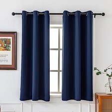 Navy Blackout Curtain for Bedroom, Light Blocking Drapes with Grommet,