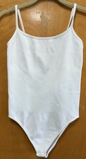 OQQ Contour Ribbed Bodysuit V-Neck Snap Closure White Size Large
