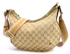GUCCI GG Canvas Crossbody Bag 181092 Beige-Gold Everyday Authentic