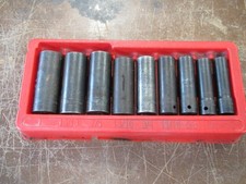 USED SNAP ON 309SIMY 1/2" DRIVE 1/2" TO 1" SAE DEEP IMPACT 9 PC SOCKET SET