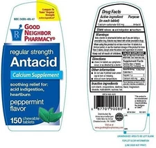 Good Neighbor Pharmacy Antacid Regular Strength (Compare to Tums Regular Strengt