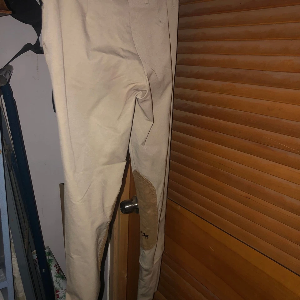 Calças femininas Equine Couture Coolmax Champion com zíper lateral tamanho 28 safári cinza claro - Imagem 4 de 4