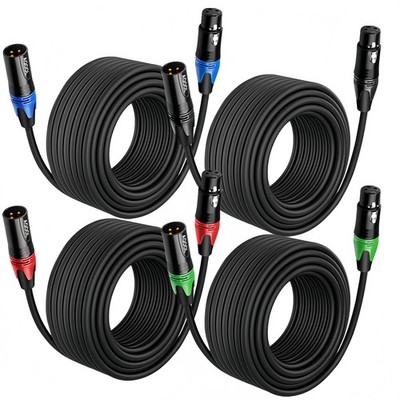 XLR Cables 25ft 4 Pack, Premium XLR Microphone Cable Male to Female, Gold-Pla...