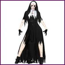 Costume da suora Halloween da donna vampiro demone cosplay croce vestito lungo