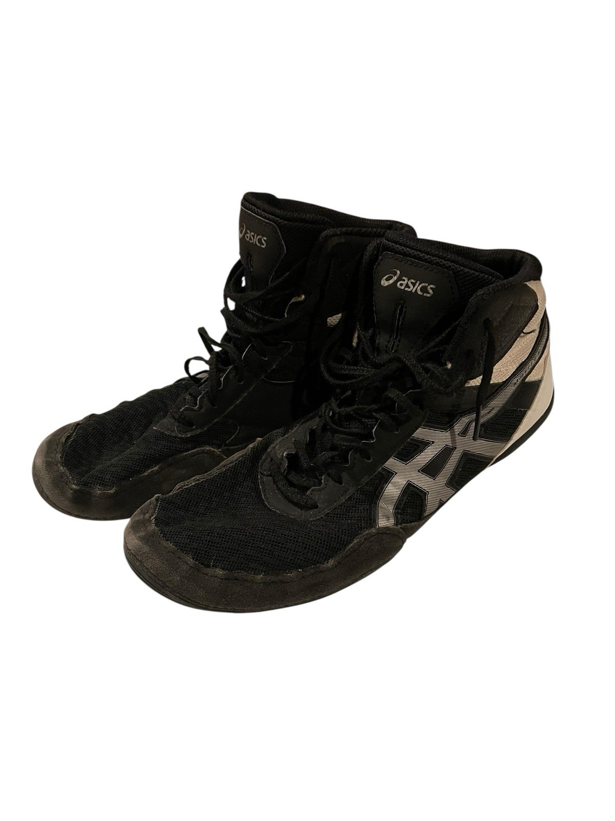 Mens Size 10 Asics Wrestling Shoes Matflex Black White Adult