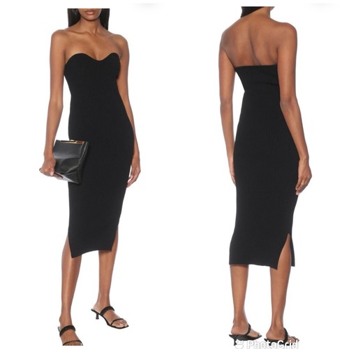 Khaite Loie ribbed-knit midi dress in Black Size Small