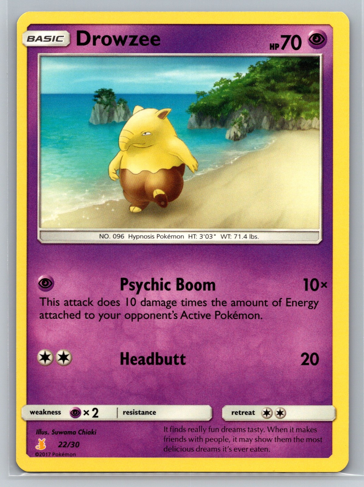 Drowzee 22/30 SM Trainer Kit Pokemon TCG Psychic Type Basic Hypnosis Common