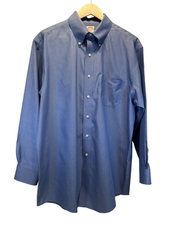 Brooks Brothers Shirt Mens 16.5 Blue Button Down Regular Fit 346 - Picture 3 of 15