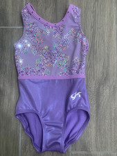 GK Elite Gymnastics leotard NWOT CS purple sparkly star child small